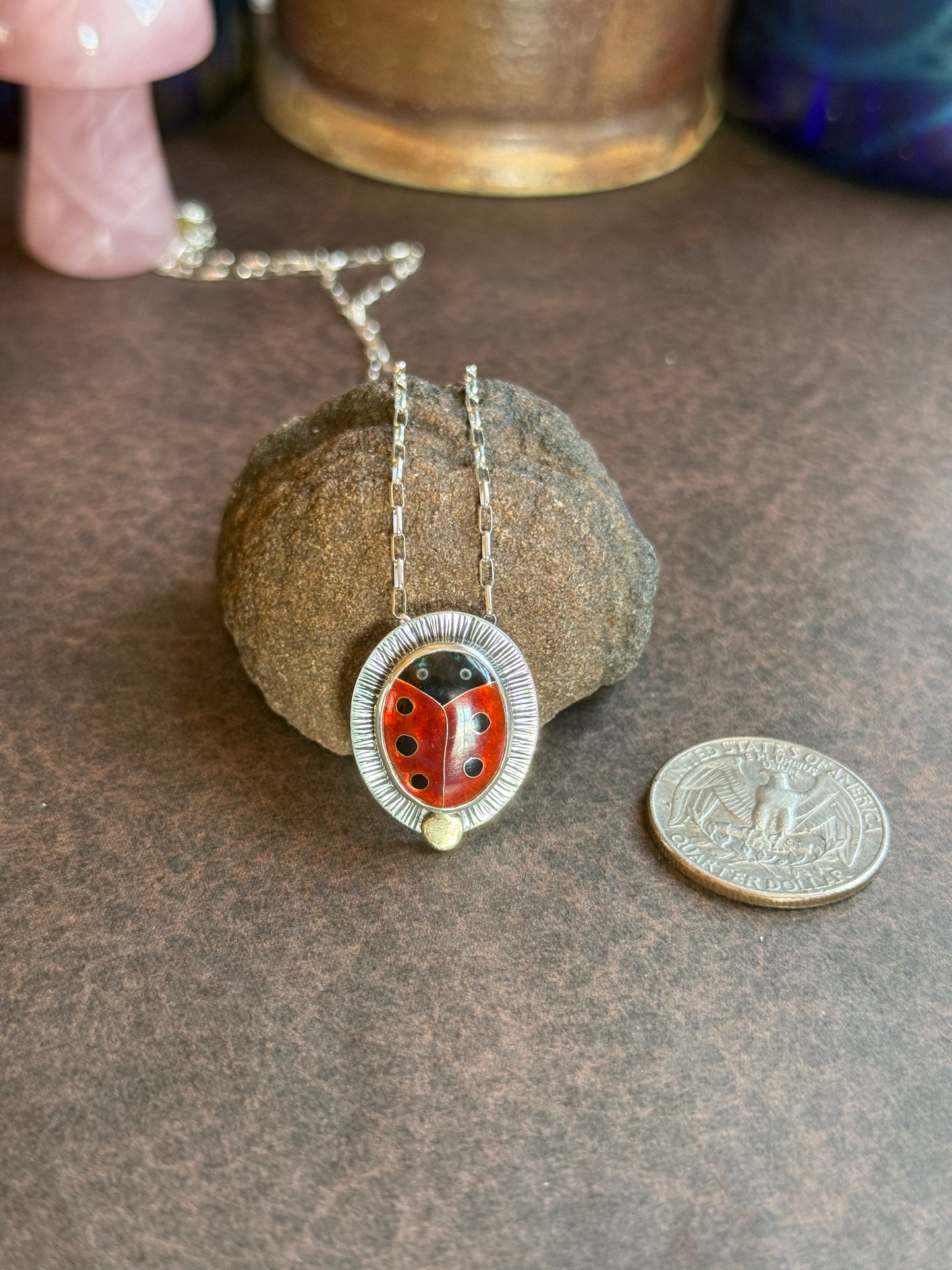 Ladybug Luck- Cloisonné Enamel Necklace