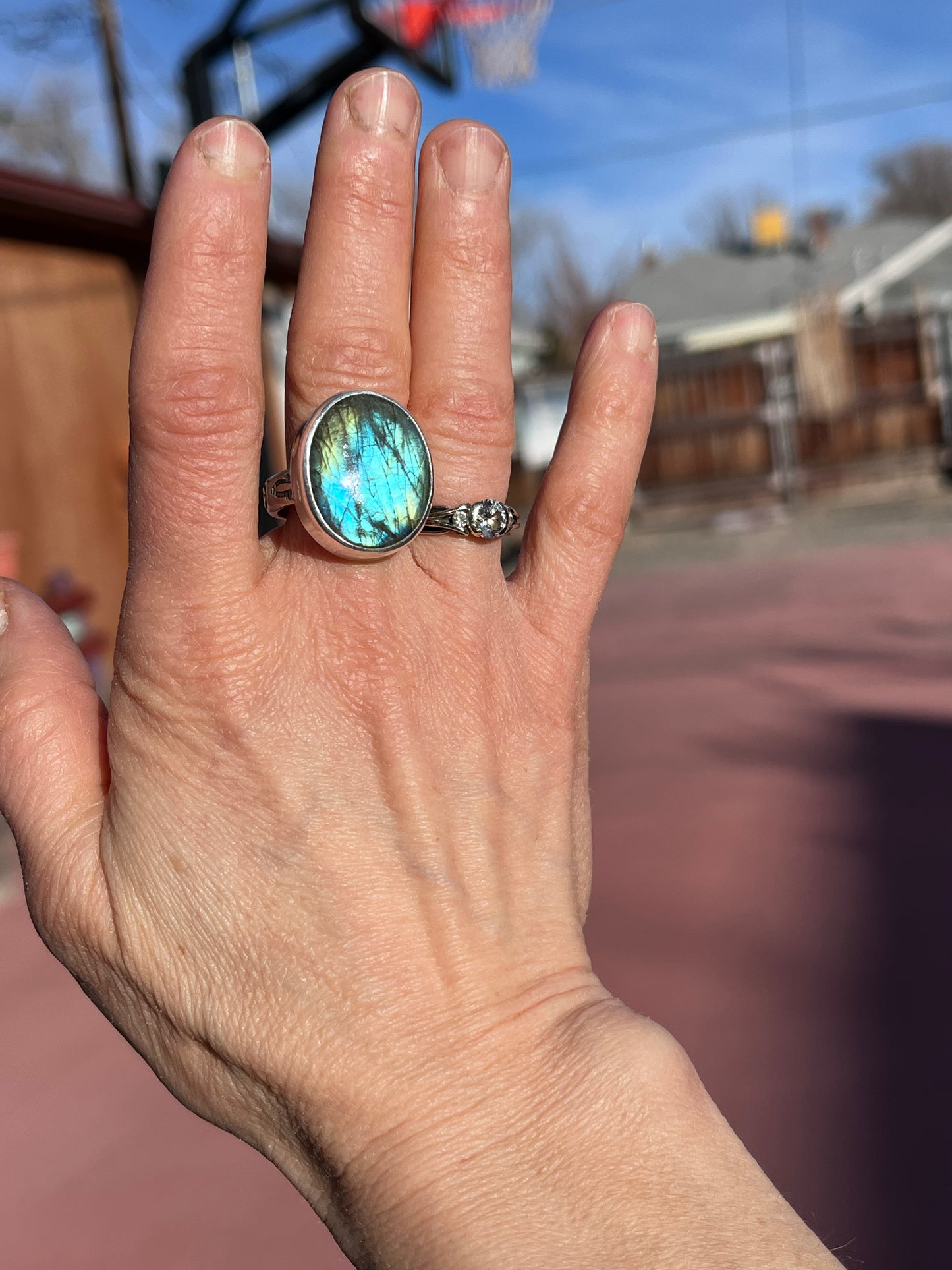 Reserved for E - Labradorite Ring size 8
