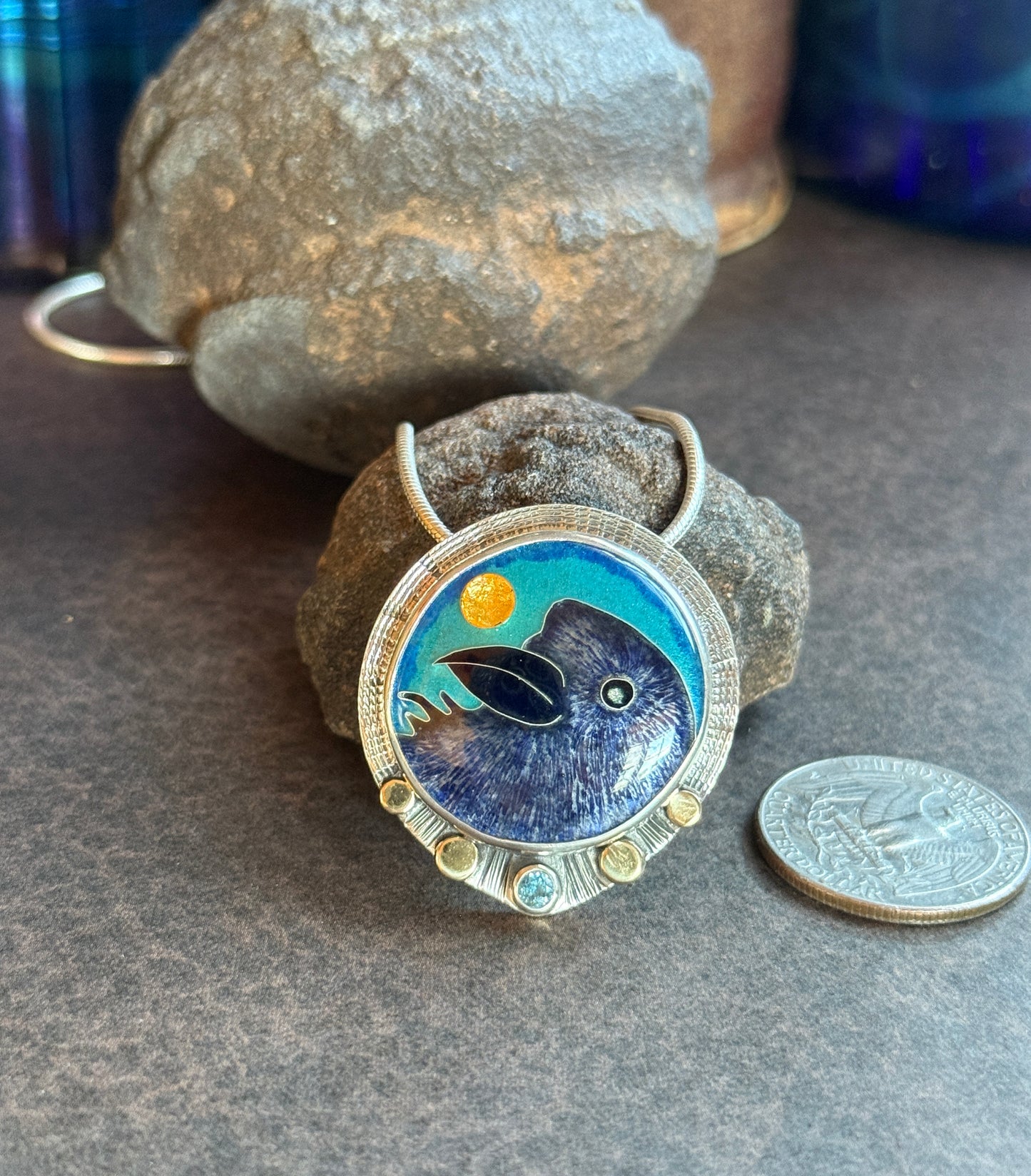 Raven Medicine- Cloisonné Enamel Necklace