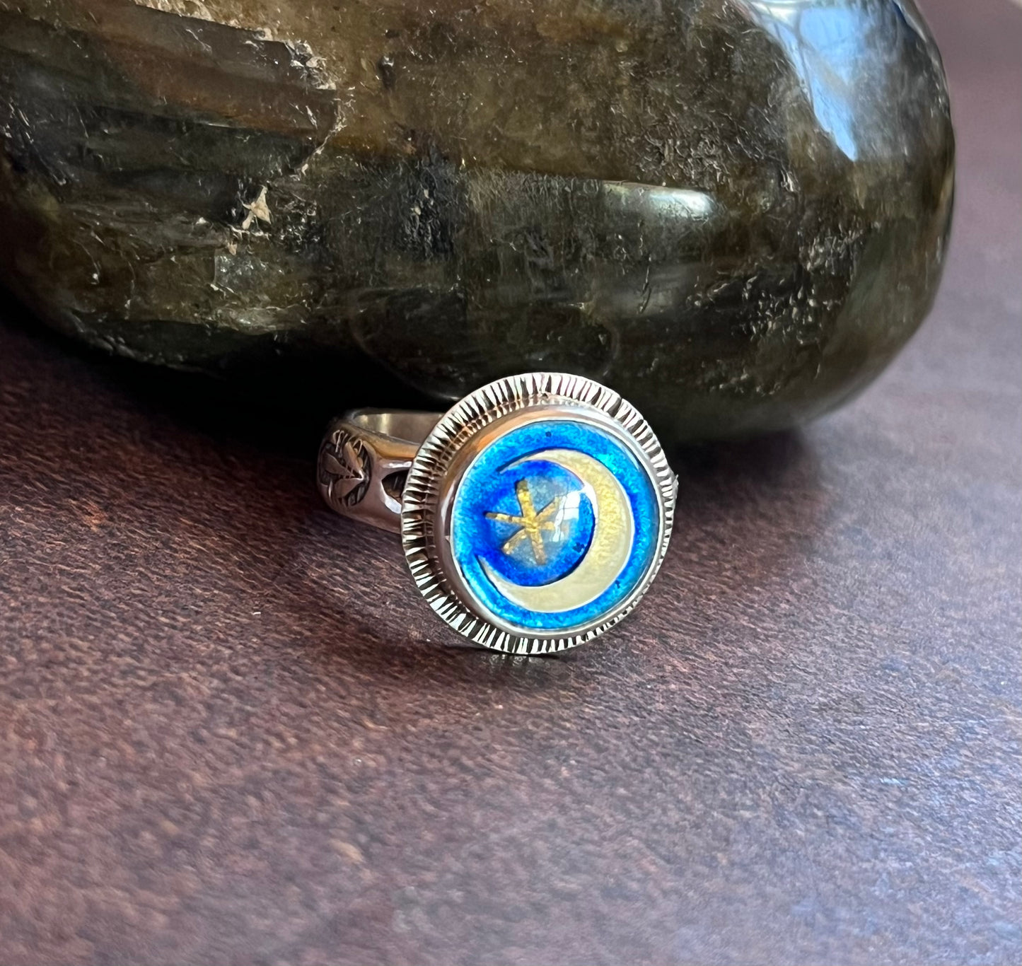 Wish Upon a Star Moon Ring-size 8