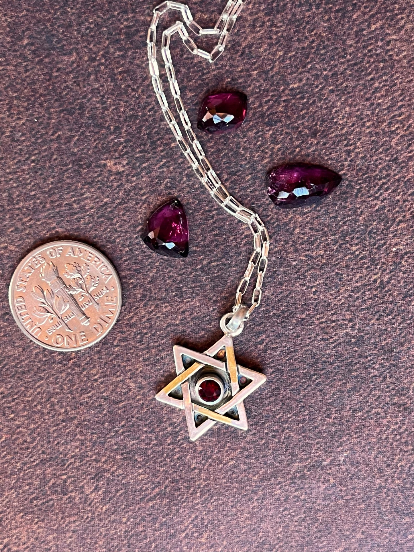 Star of David Necklace - Garnet