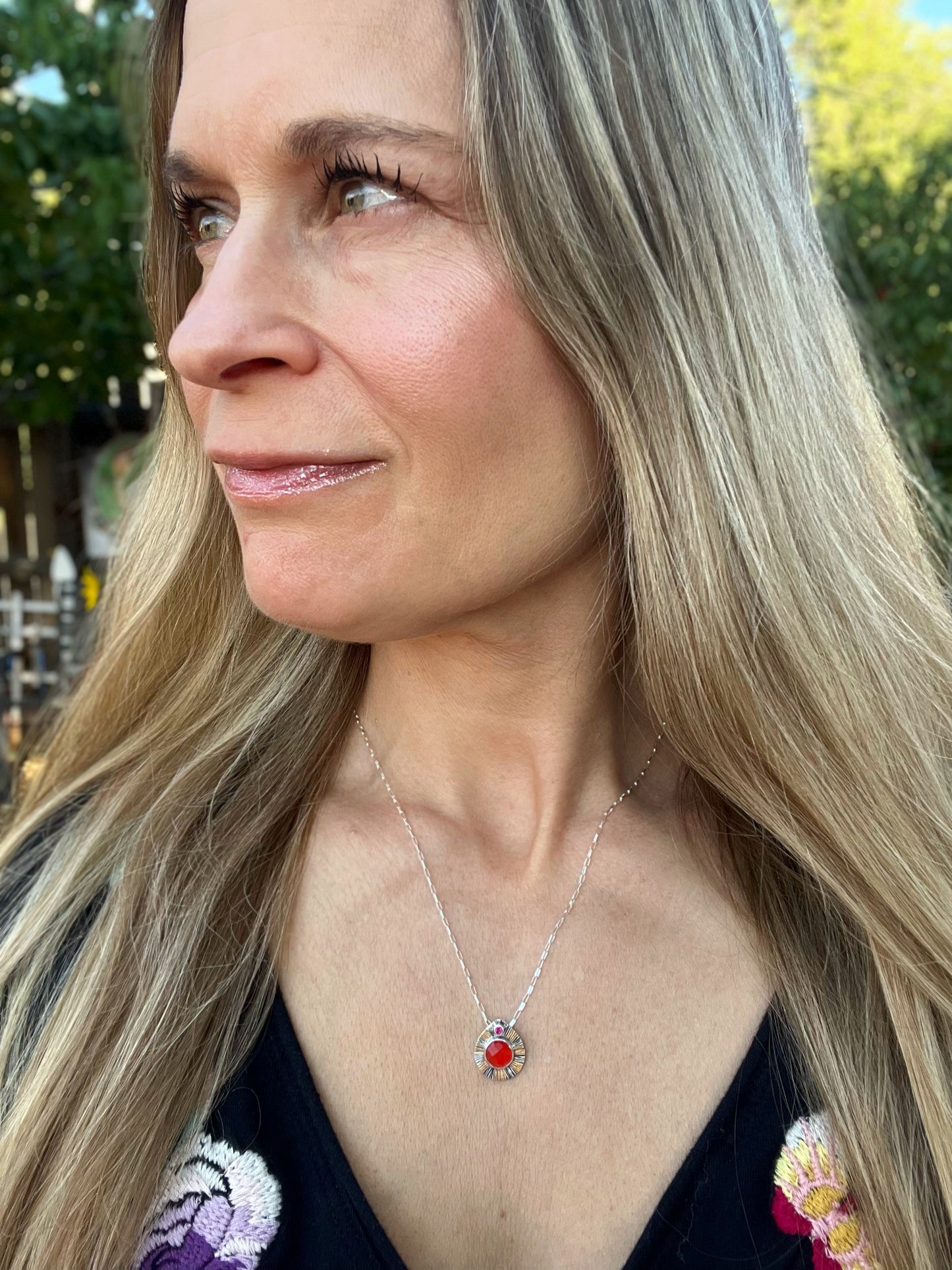Carnelian and Pink Tourmaline Necklace