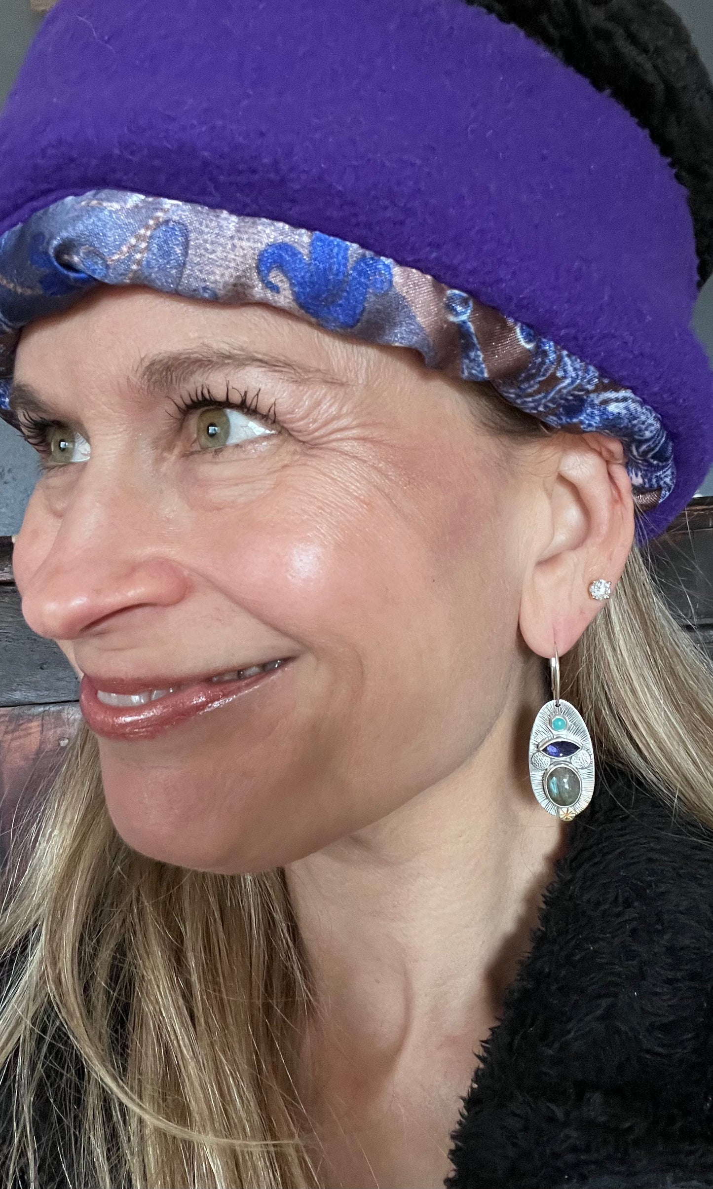 Labradorite Iolite Amazonite Earrings