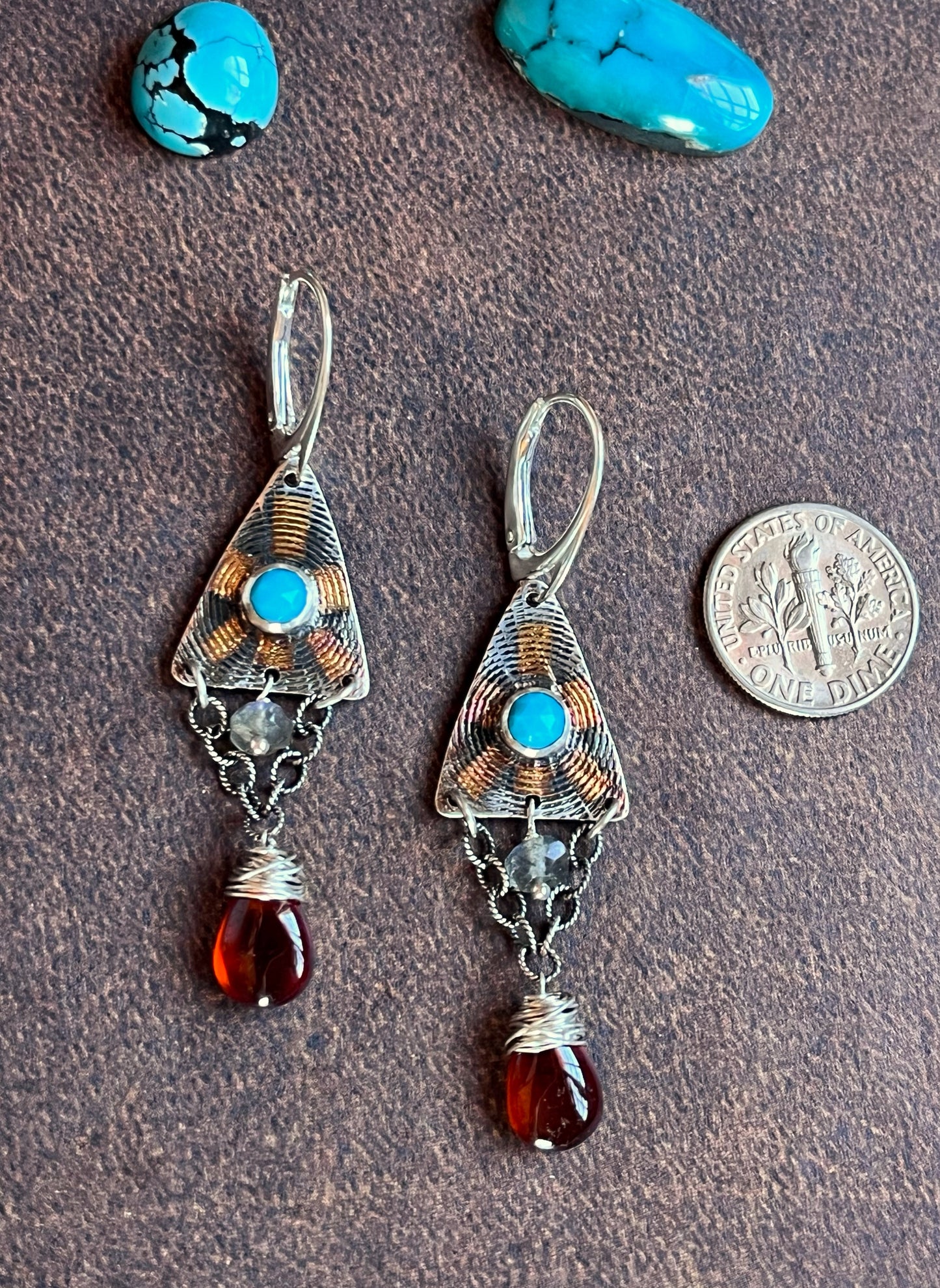 Triangular Turquoise Chandelier Earrings