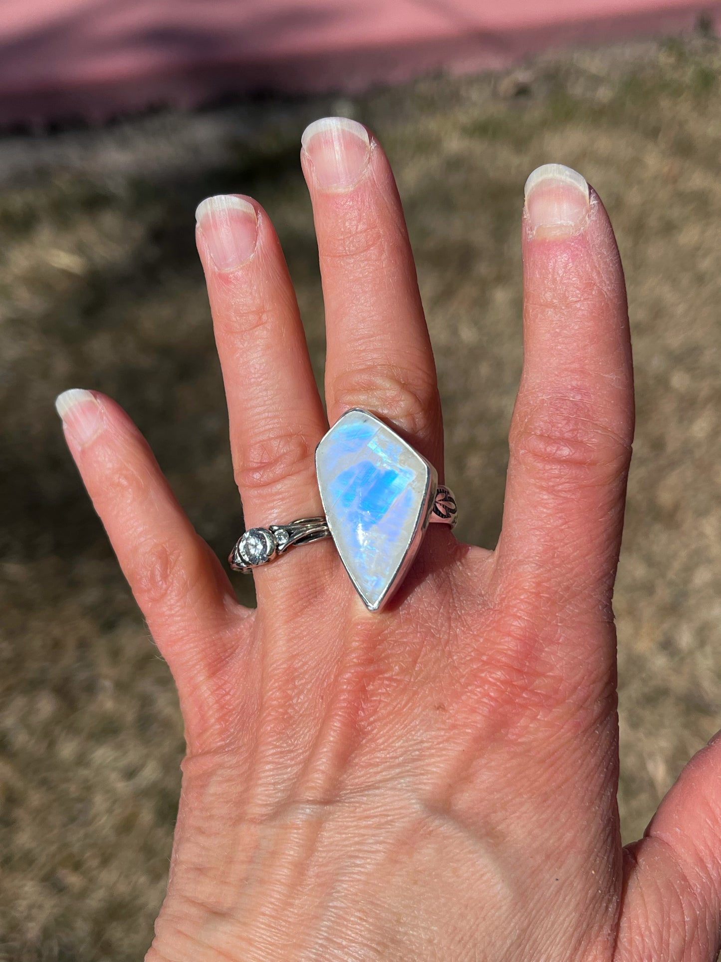 Rainbow Moonstone Ring - size 7