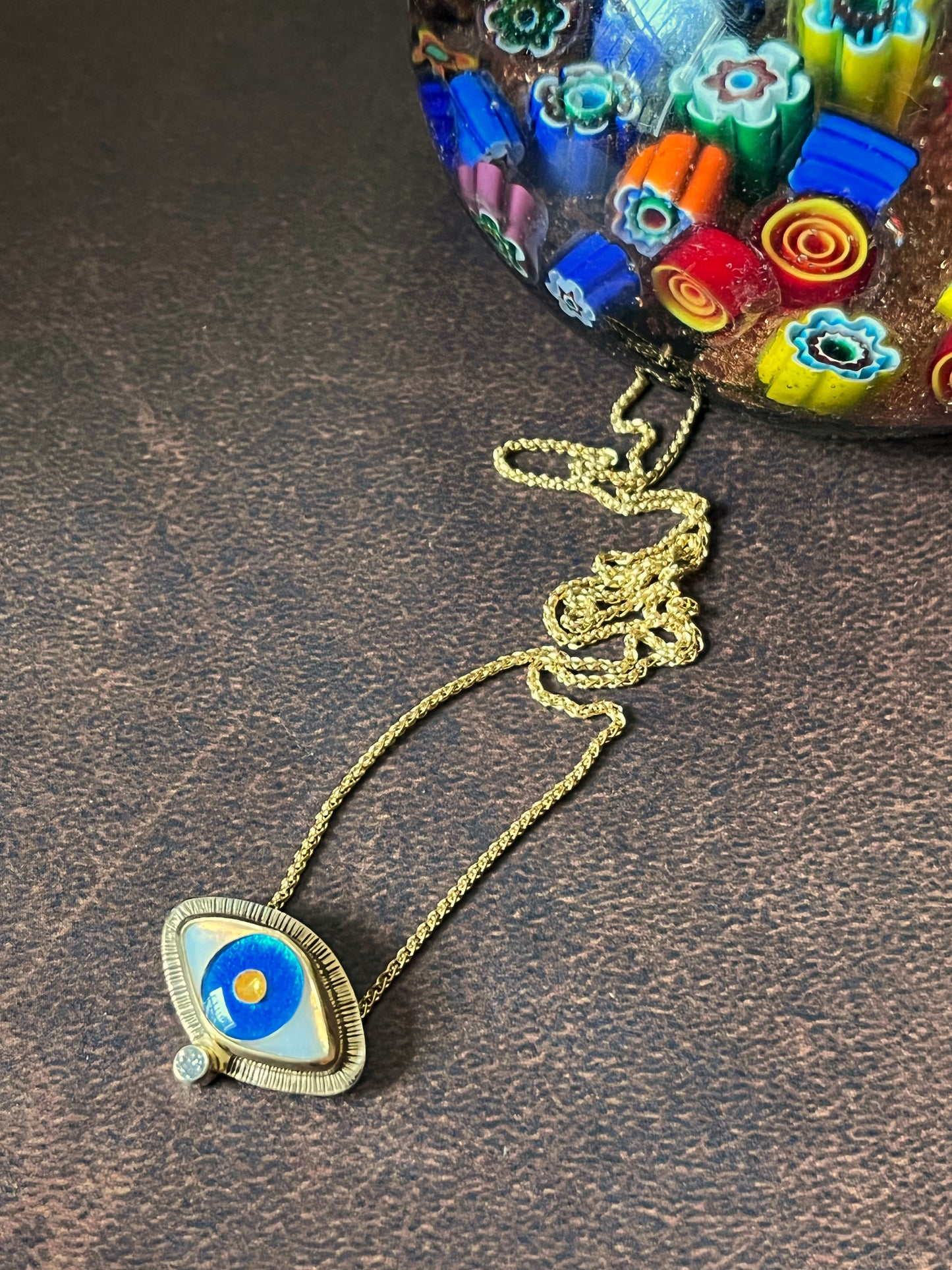 Gold Evil Eye Diamond Necklace