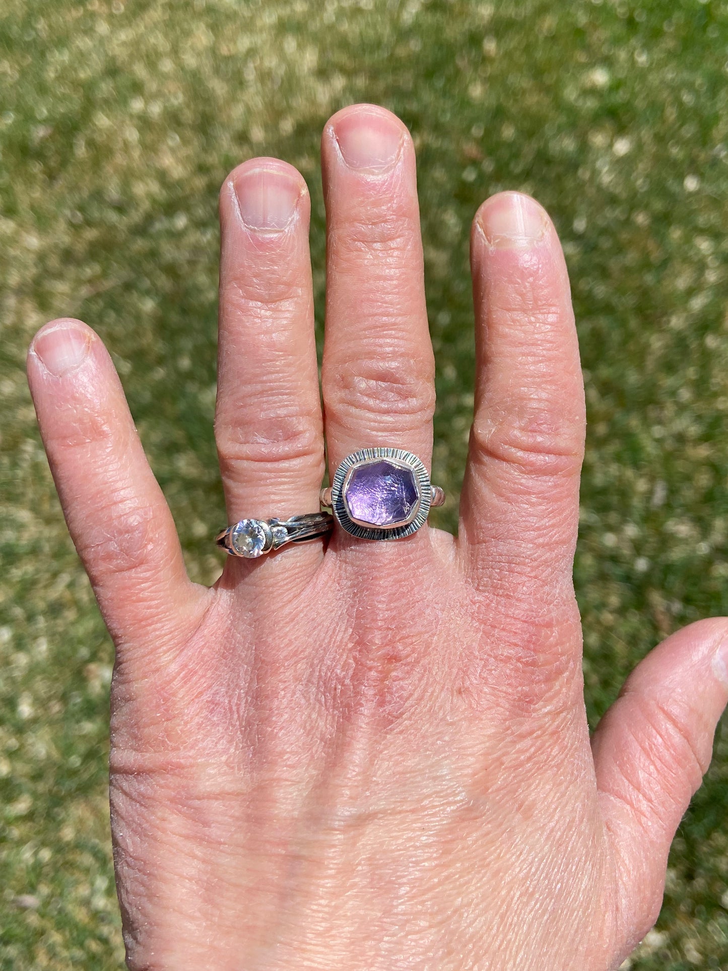 Rose Cut Amethyst Ring - size 7