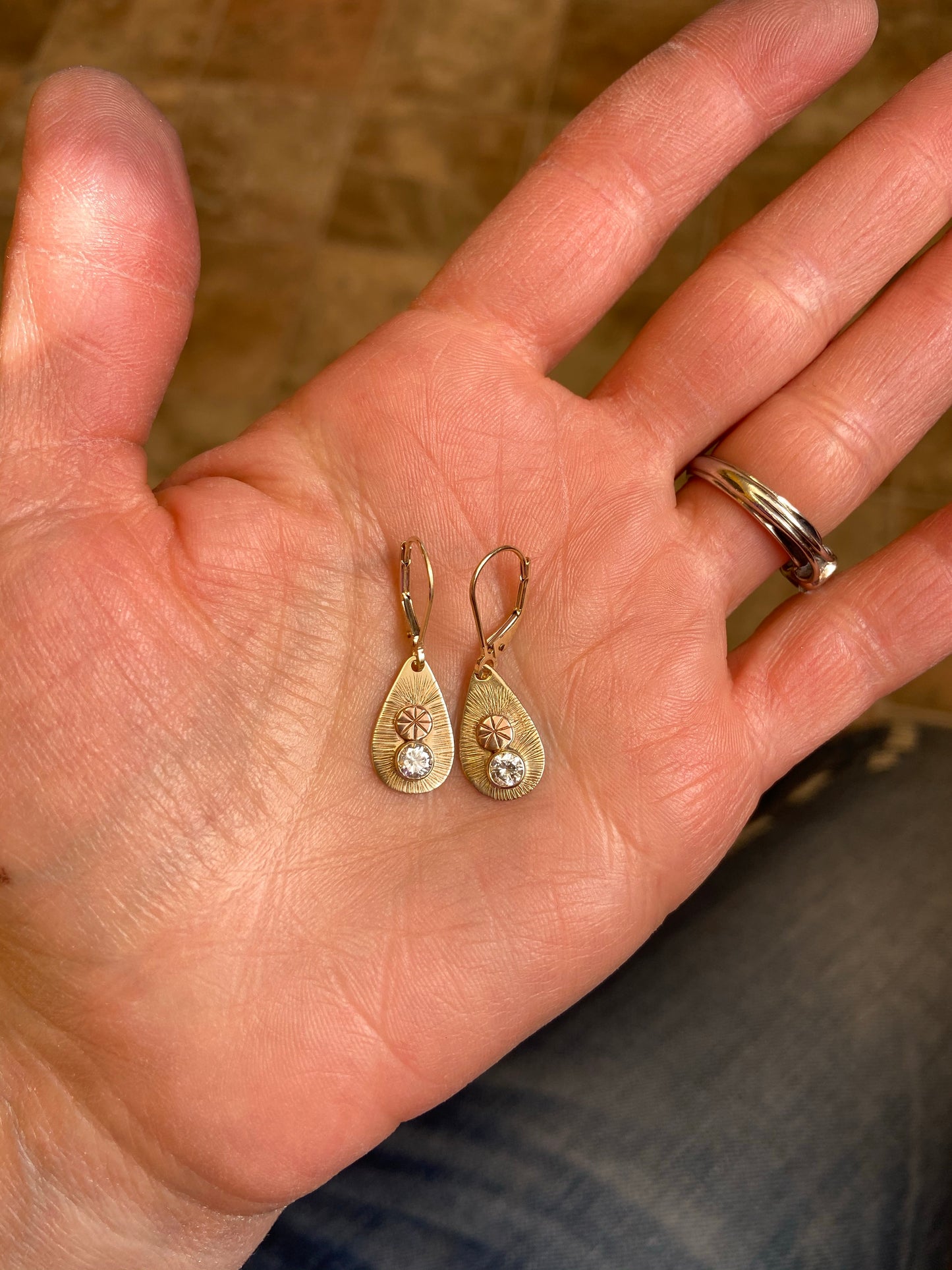18k yellow and rose gold Diamond earrings