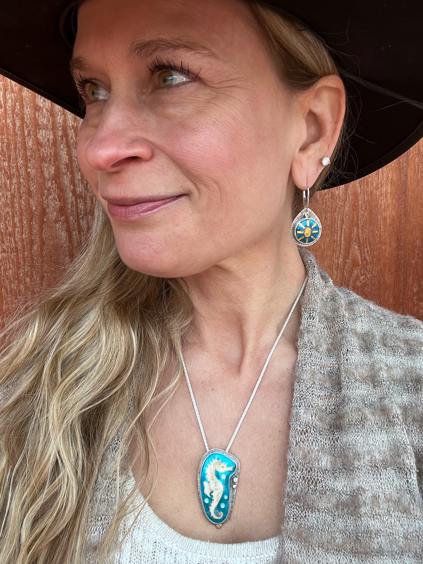 Cloisonné Enamel Seahorse Necklace