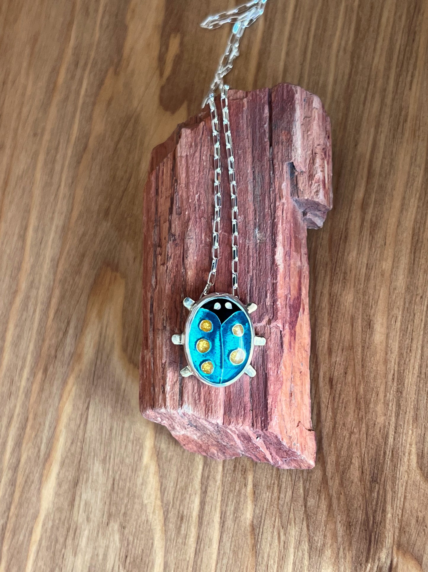 Cloisonné Enamel Ladybug Necklace