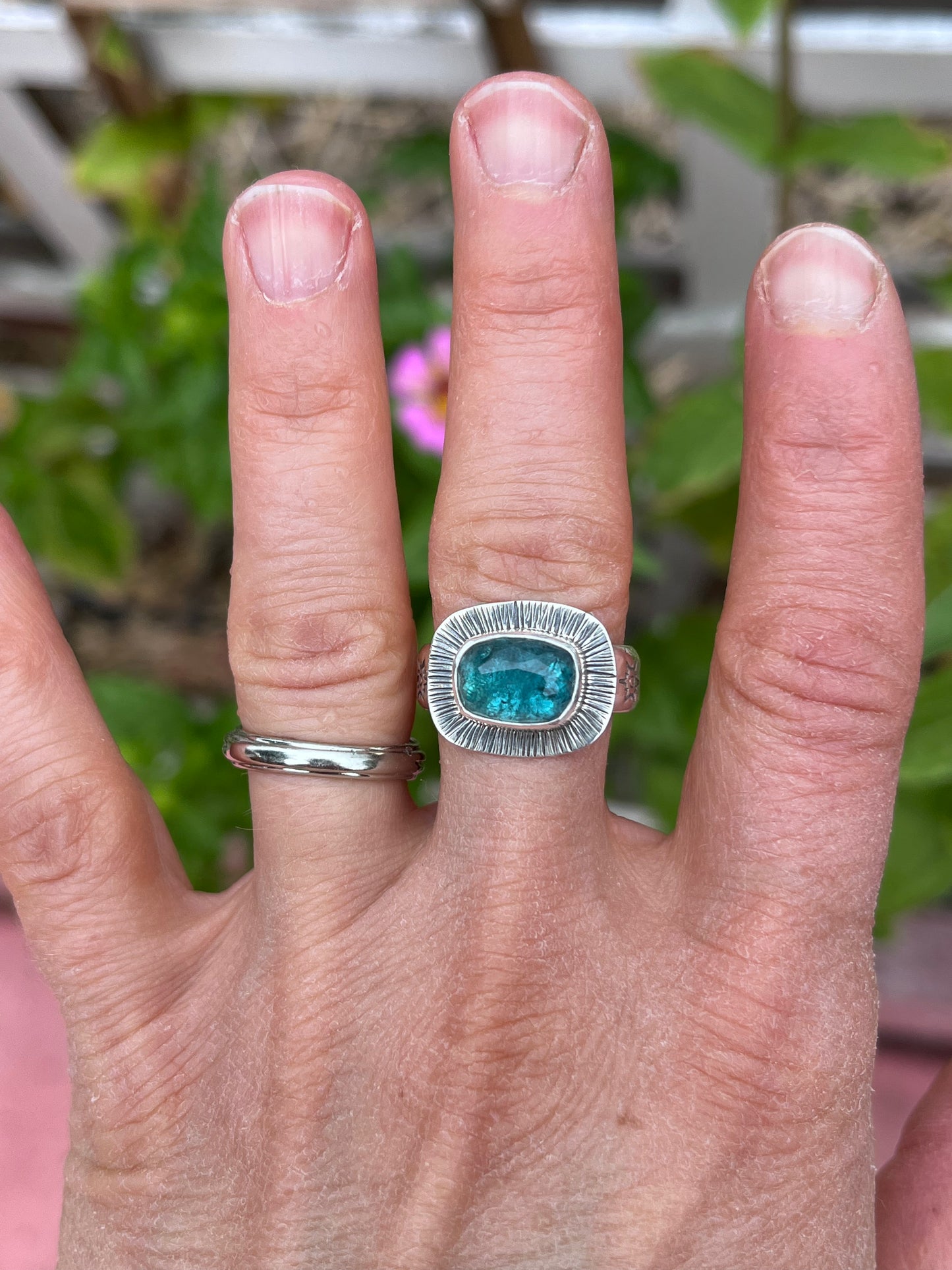 Blue Tourmaline Ring - Size 8ish