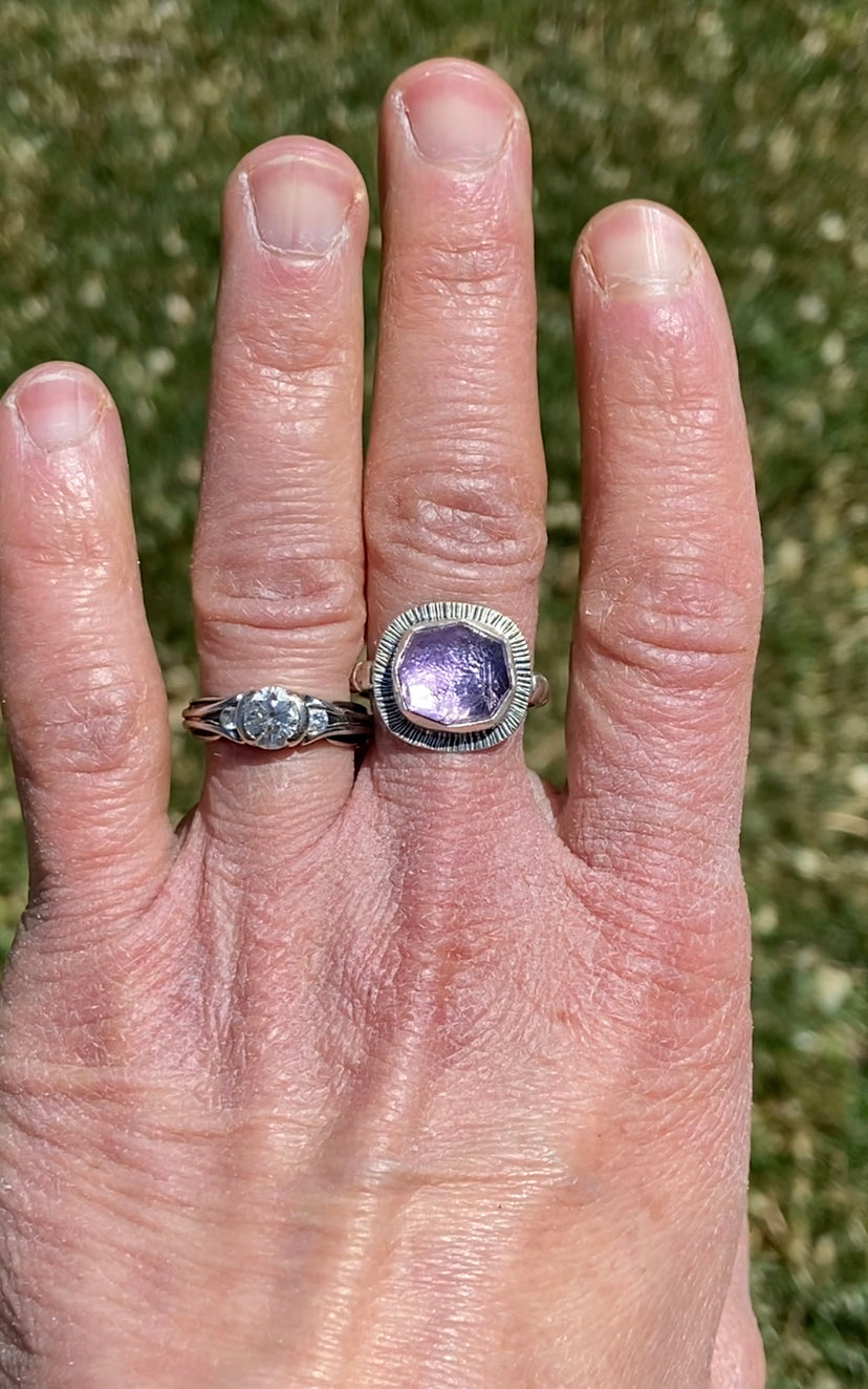 Rose Cut Amethyst Ring - size 7