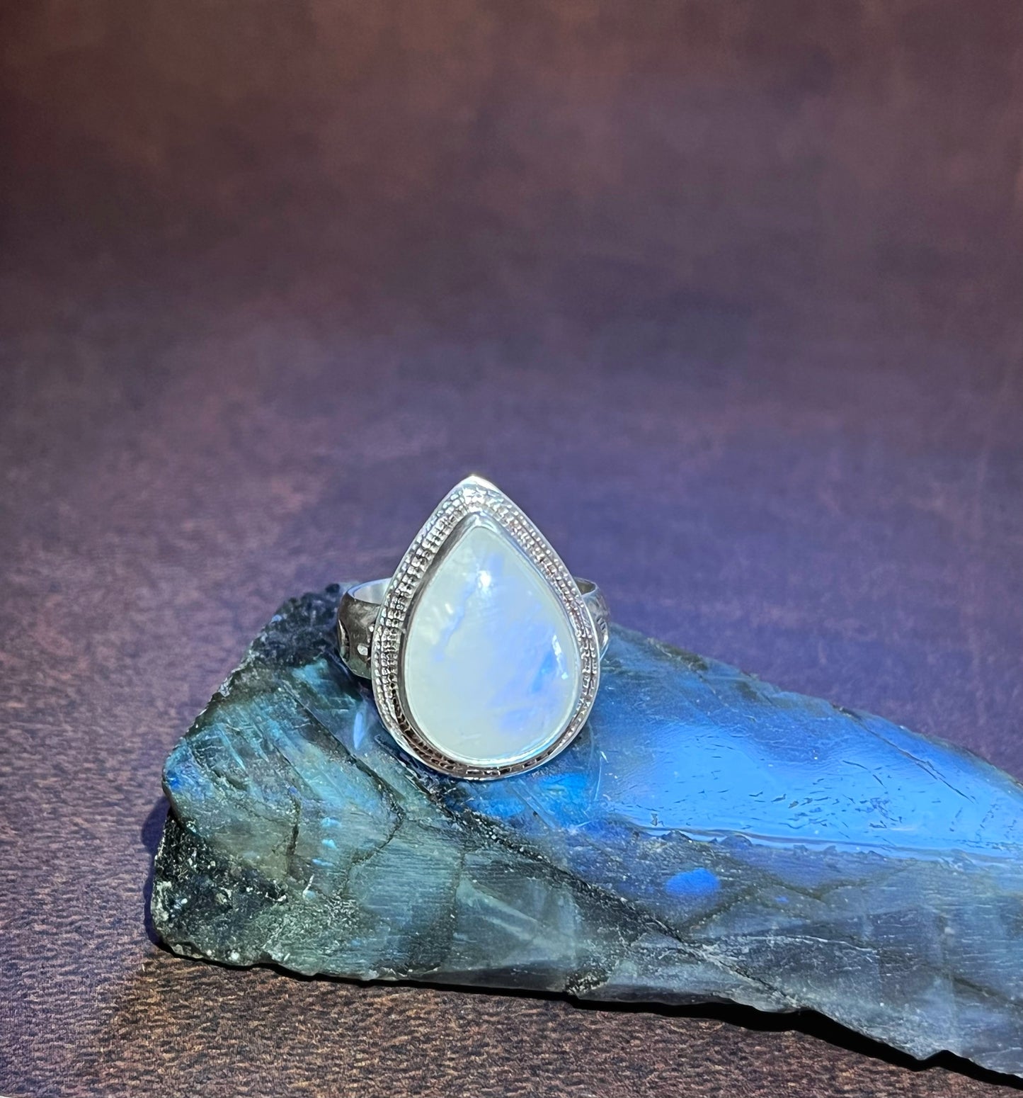 Rainbow Moonstone Ring - size 7 1/2ish