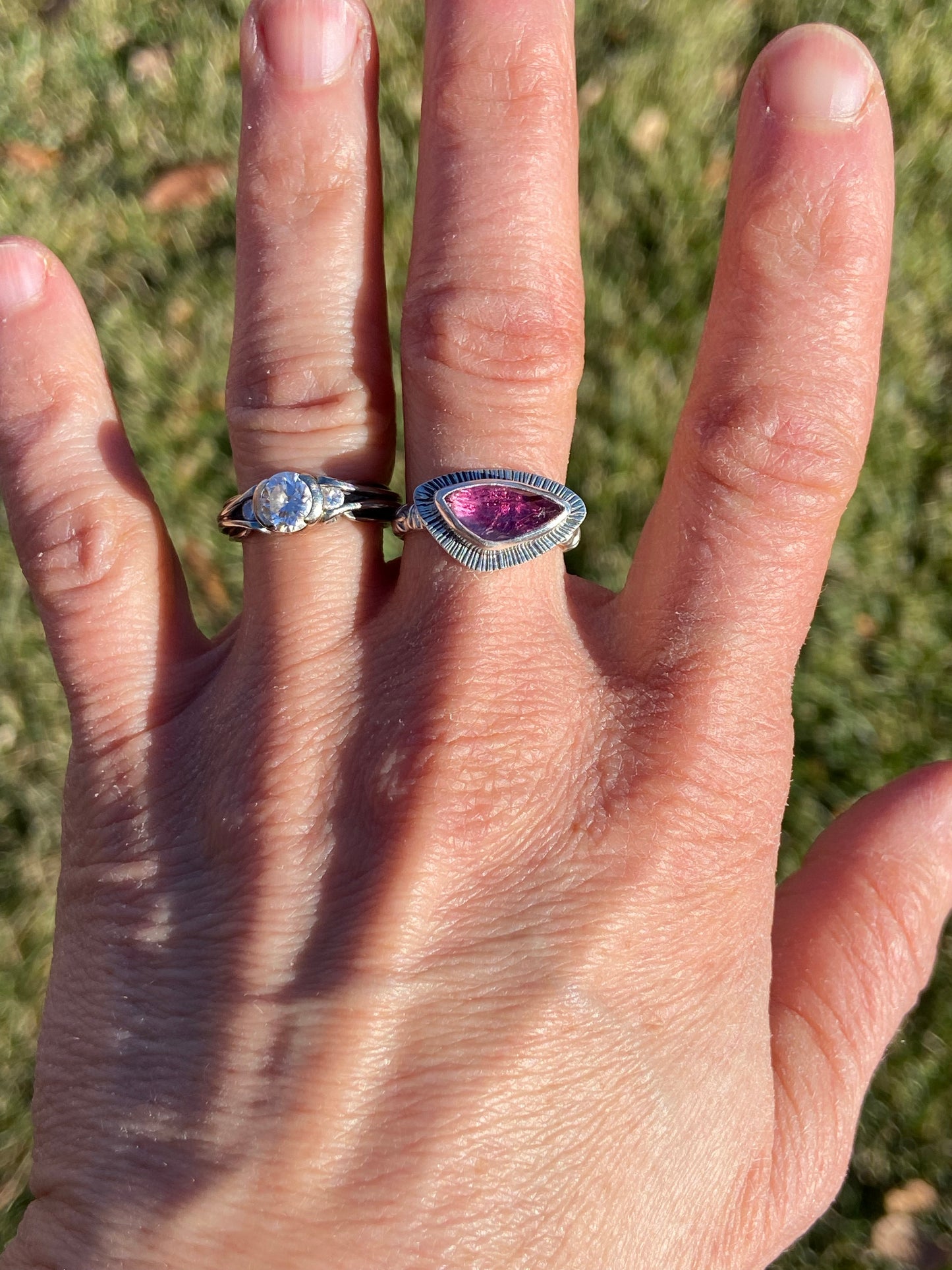 Rose Cut Pink Tourmaline Ring-size 5.5-6