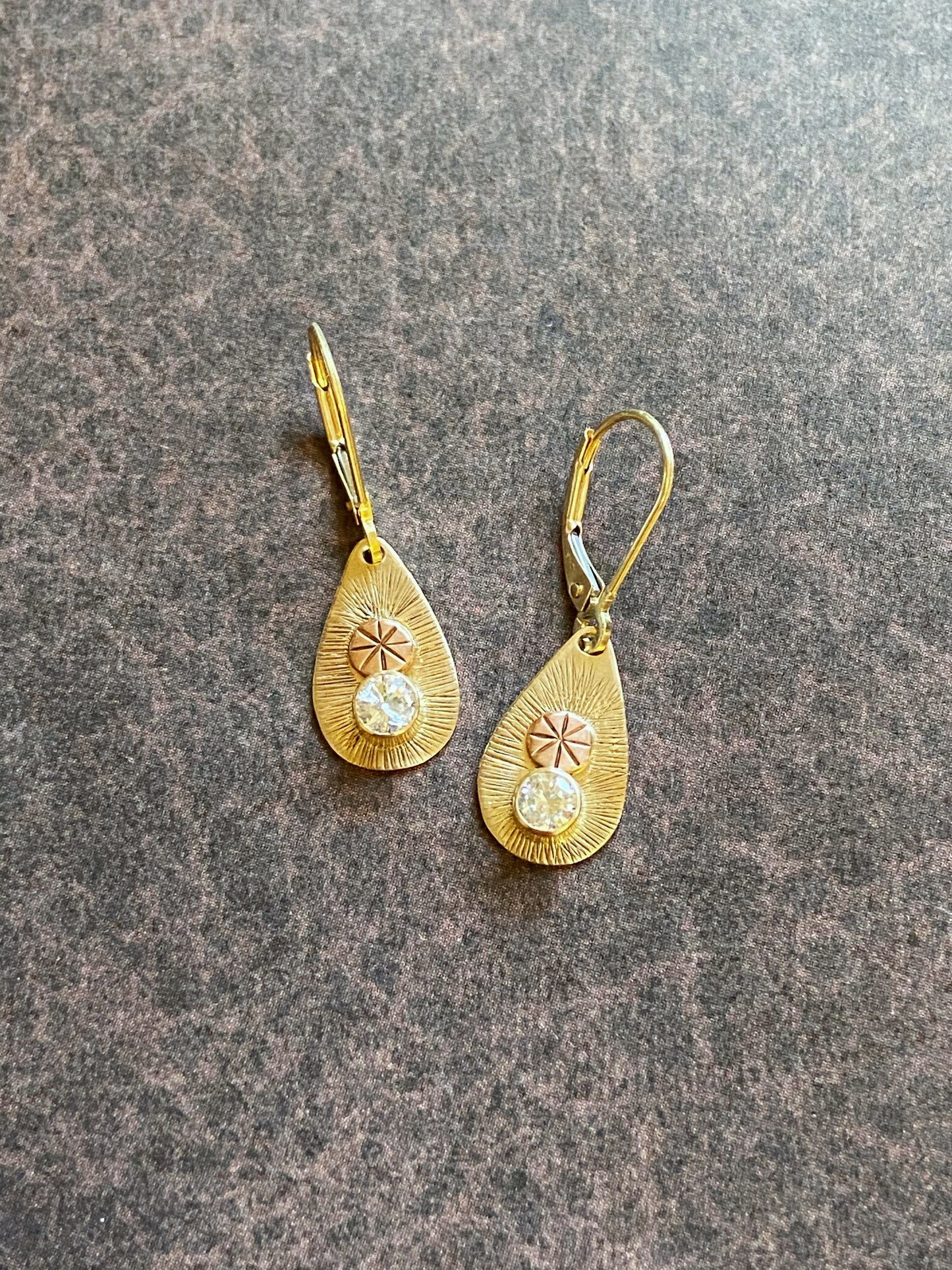 18k yellow and rose gold Diamond earrings