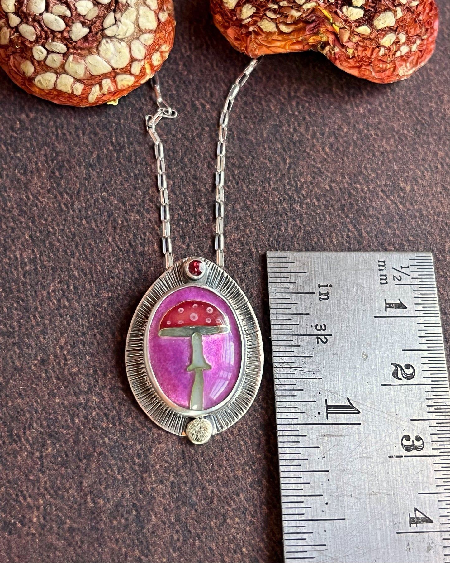 Cloisonné Amanita Muscaria Mushroom Necklace