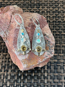 Citrine, Ethiopian Opal, Amazonite earrings