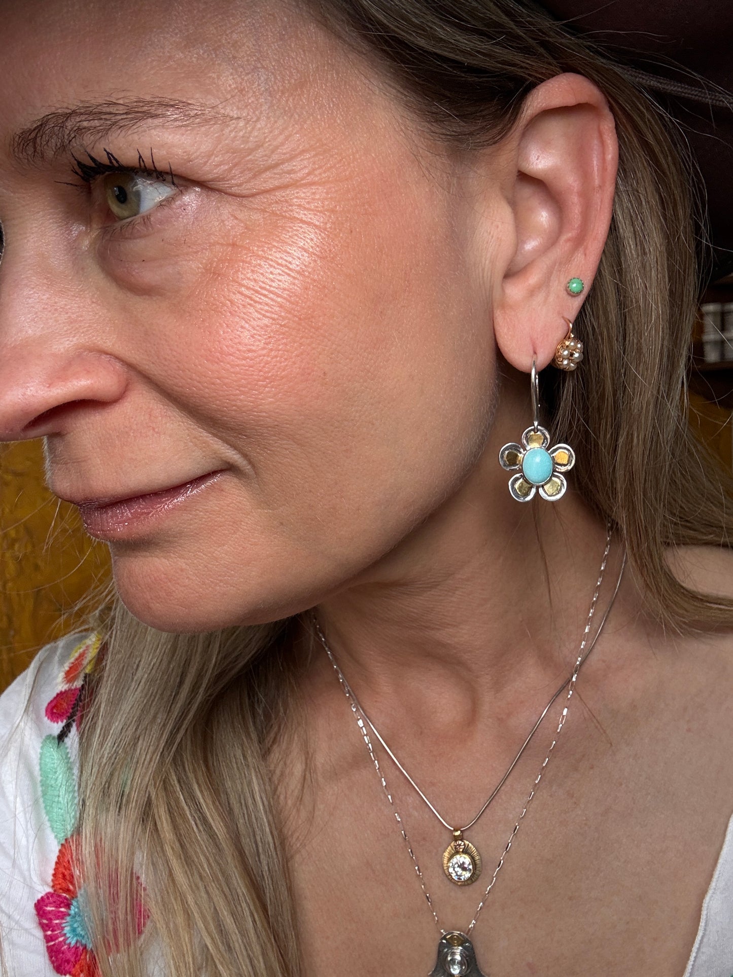 Golden Bloom Turquoise Earrings