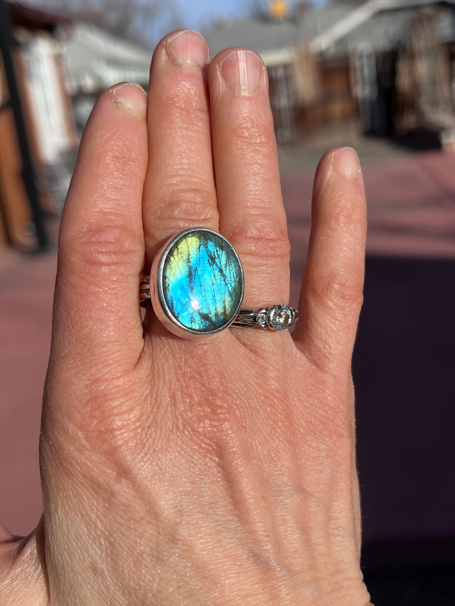 Reserved for E - Labradorite Ring size 8