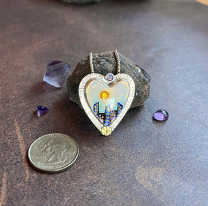 Cityscape heart necklace