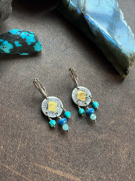 Shield Earrings- Lapis, Turquoise, Amazonite