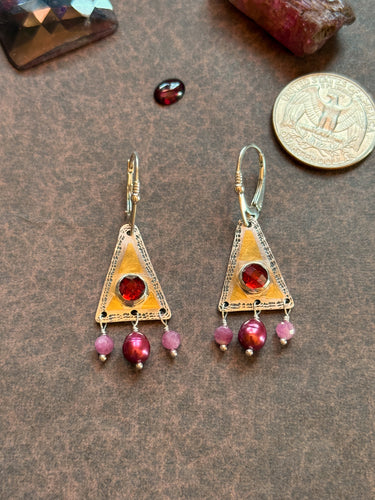 Crimson Pyramid Earrings