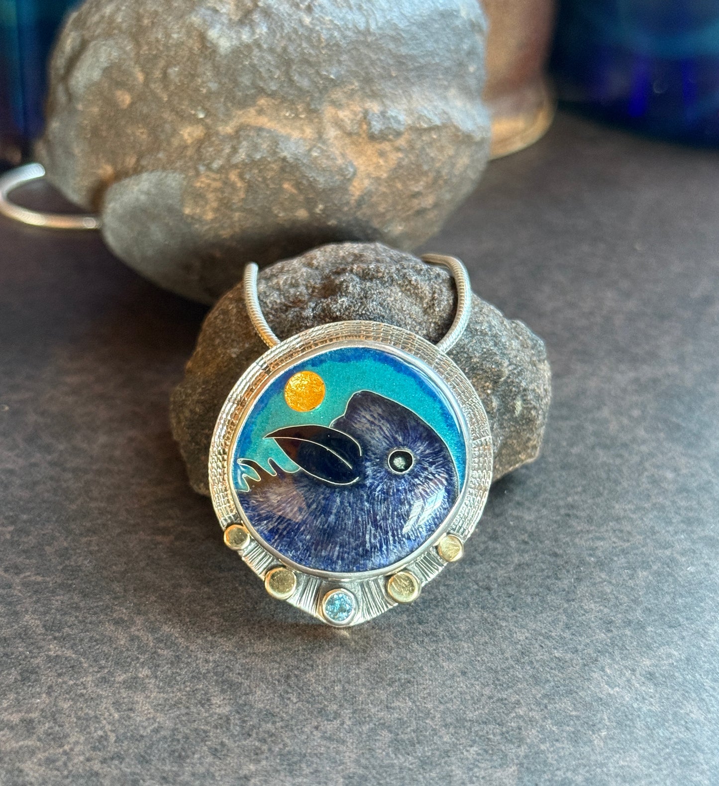 Raven Medicine- Cloisonné Enamel Necklace