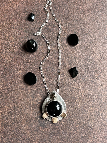 Black Onyx and Pyrite Necklace