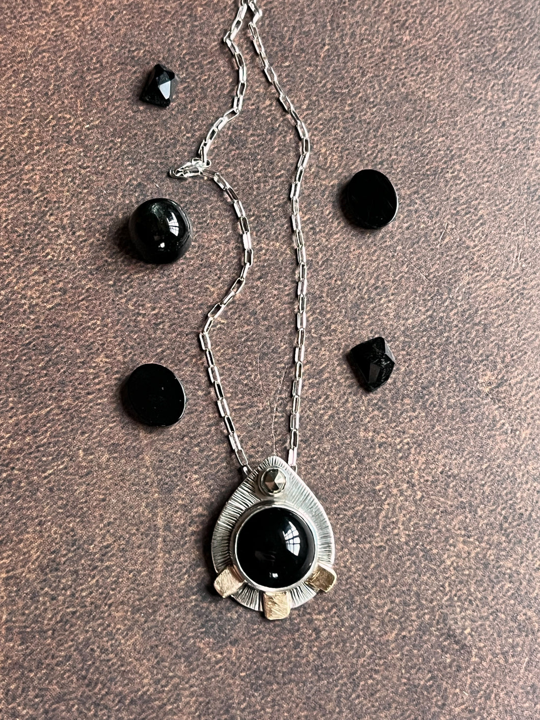 Black Onyx and Pyrite Necklace