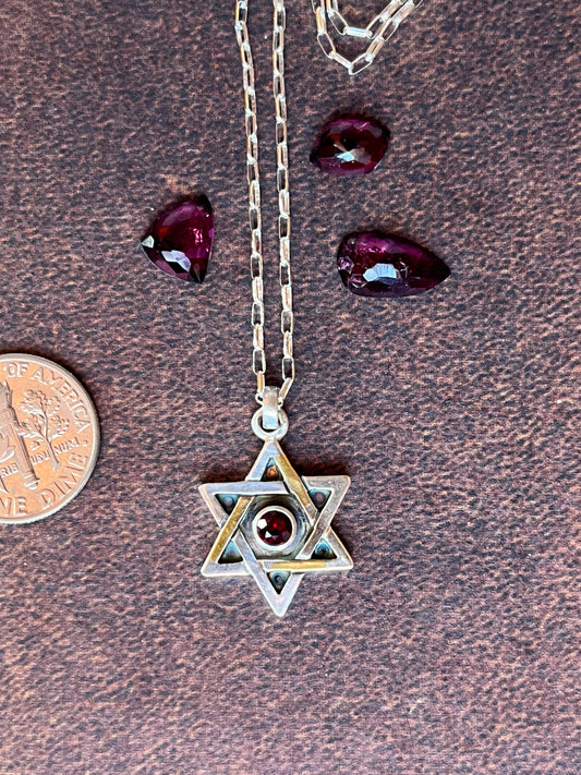 Star of David Necklace - Garnet