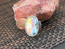 Load image into Gallery viewer, Oval Labradorite Ring- size 8.5