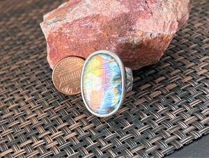 Oval Labradorite Ring- size 8.5