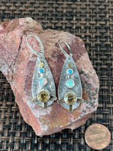 Load image into Gallery viewer, Citrine, Ethiopian Opal, Amazonite earrings