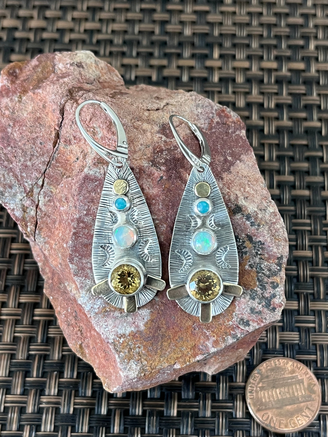 Citrine, Ethiopian Opal, Amazonite earrings