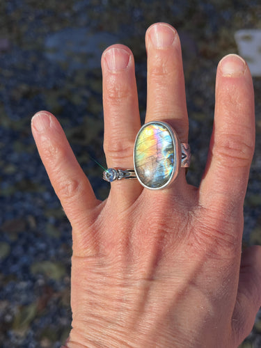 Oval Labradorite Ring- size 8.5