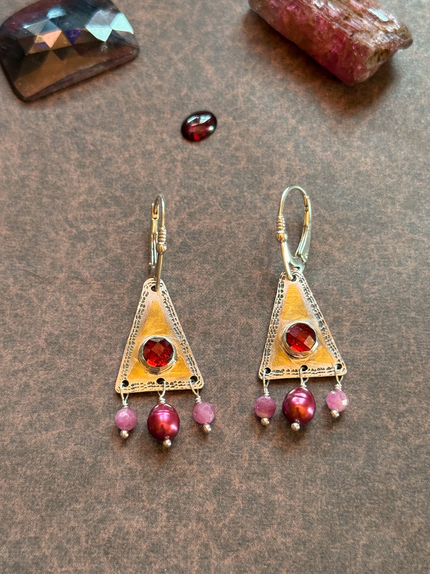 Crimson Pyramid Earrings