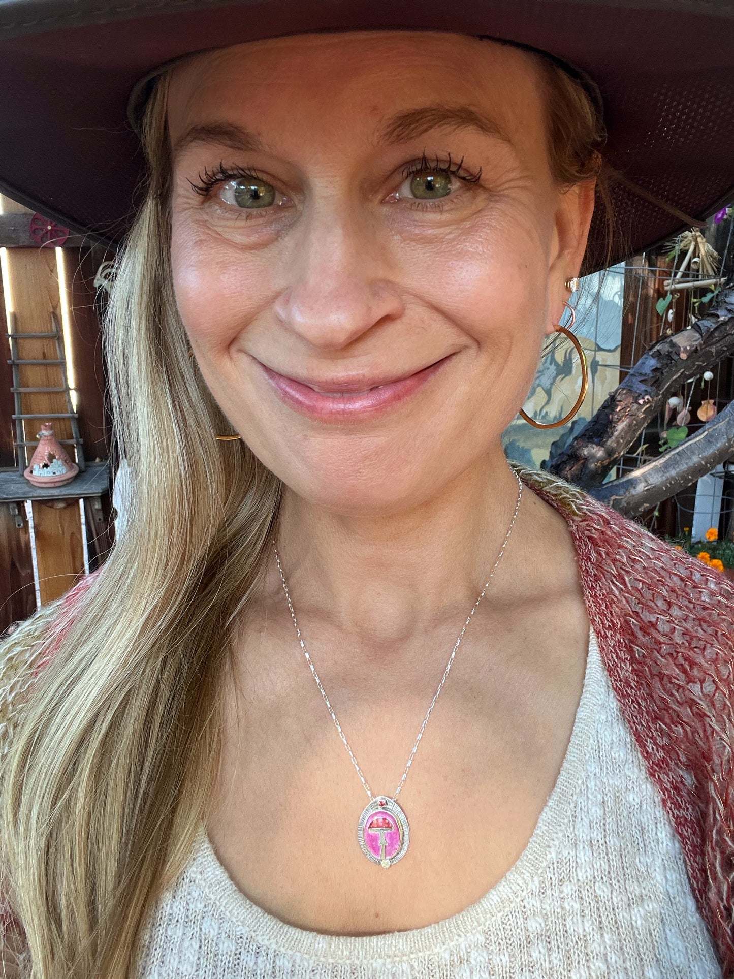 Cloisonné Amanita Muscaria Mushroom Necklace