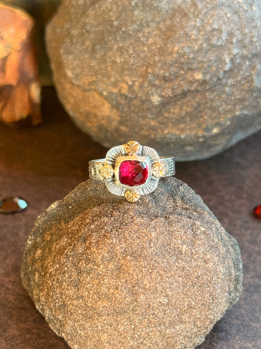 Garnet Portal Guardian Ring- size 7