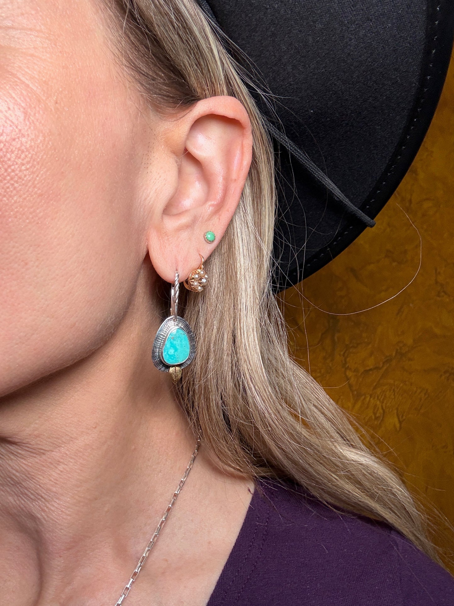 Turquoise Desert Leaf Portal Earrings