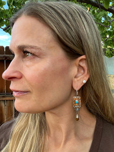 Turquoise Sunburst Chandelier Earrings