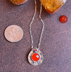 Carnelian and Pink Tourmaline Necklace