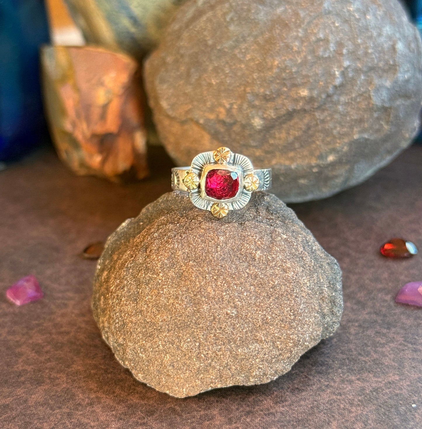 Garnet Portal Guardian Ring- size 7