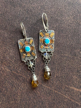Load image into Gallery viewer, Turquoise Sunburst Chandelier Earrings