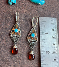 Load image into Gallery viewer, Triangular Turquoise Chandelier Earrings