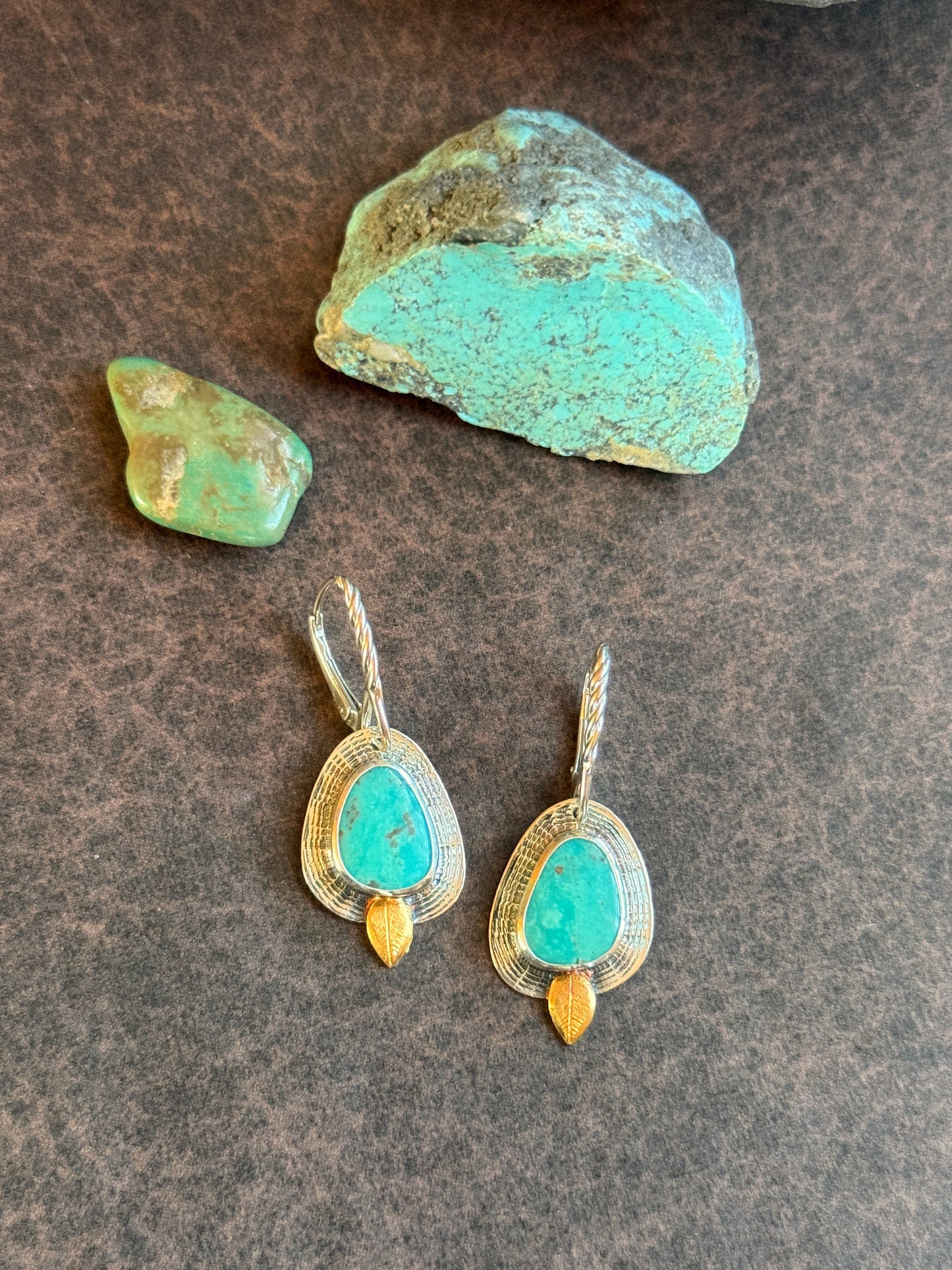 Turquoise Desert Leaf Portal Earrings