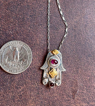 Load image into Gallery viewer, Hamsa Hand Necklace - Ruby