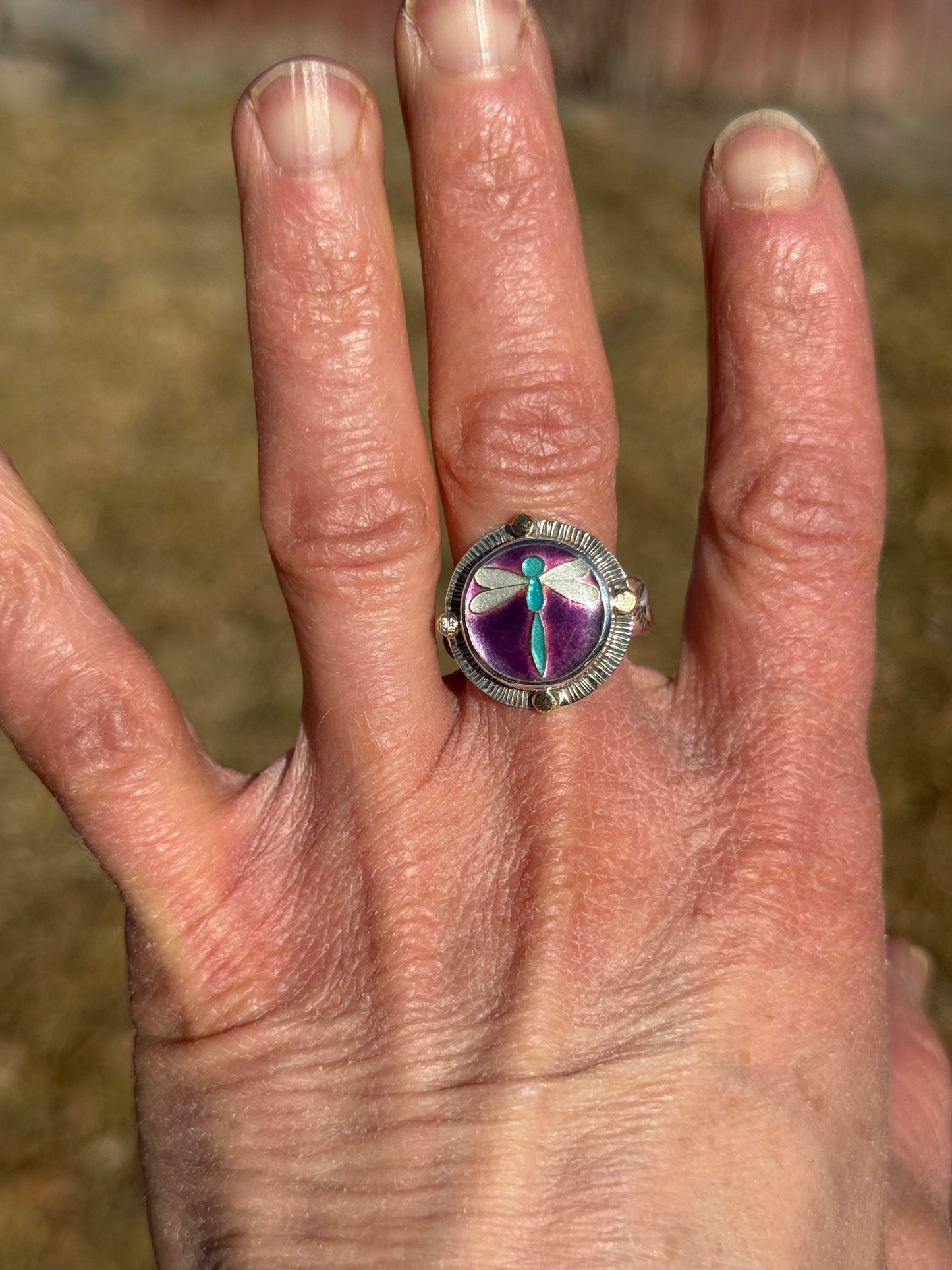 Dragonfly Spirit Portal Ring - size 8