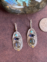 Load image into Gallery viewer, Labradorite Iolite Amazonite Earrings