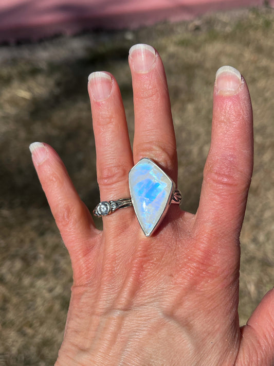 Rainbow Moonstone Ring - size 7