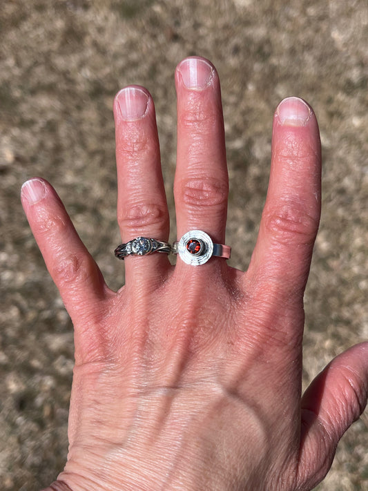 Garnet Sterling Silver Ring- size 7